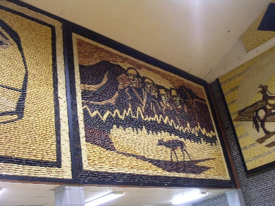 [Another corn cob mural inside the Corn Palace.]